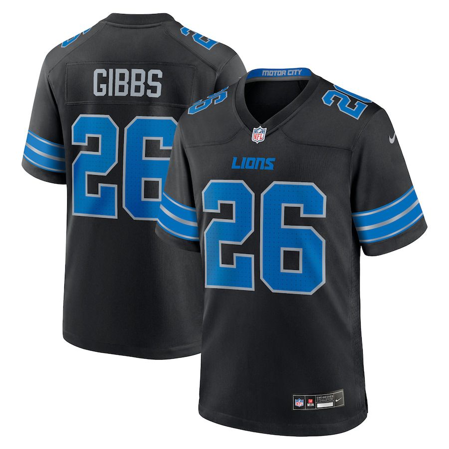 Men Detroit Lions #26 Jahmyr Gibbs Nike Black 2nd Alternate Game NFL Jersey->detroit lions->NFL Jersey